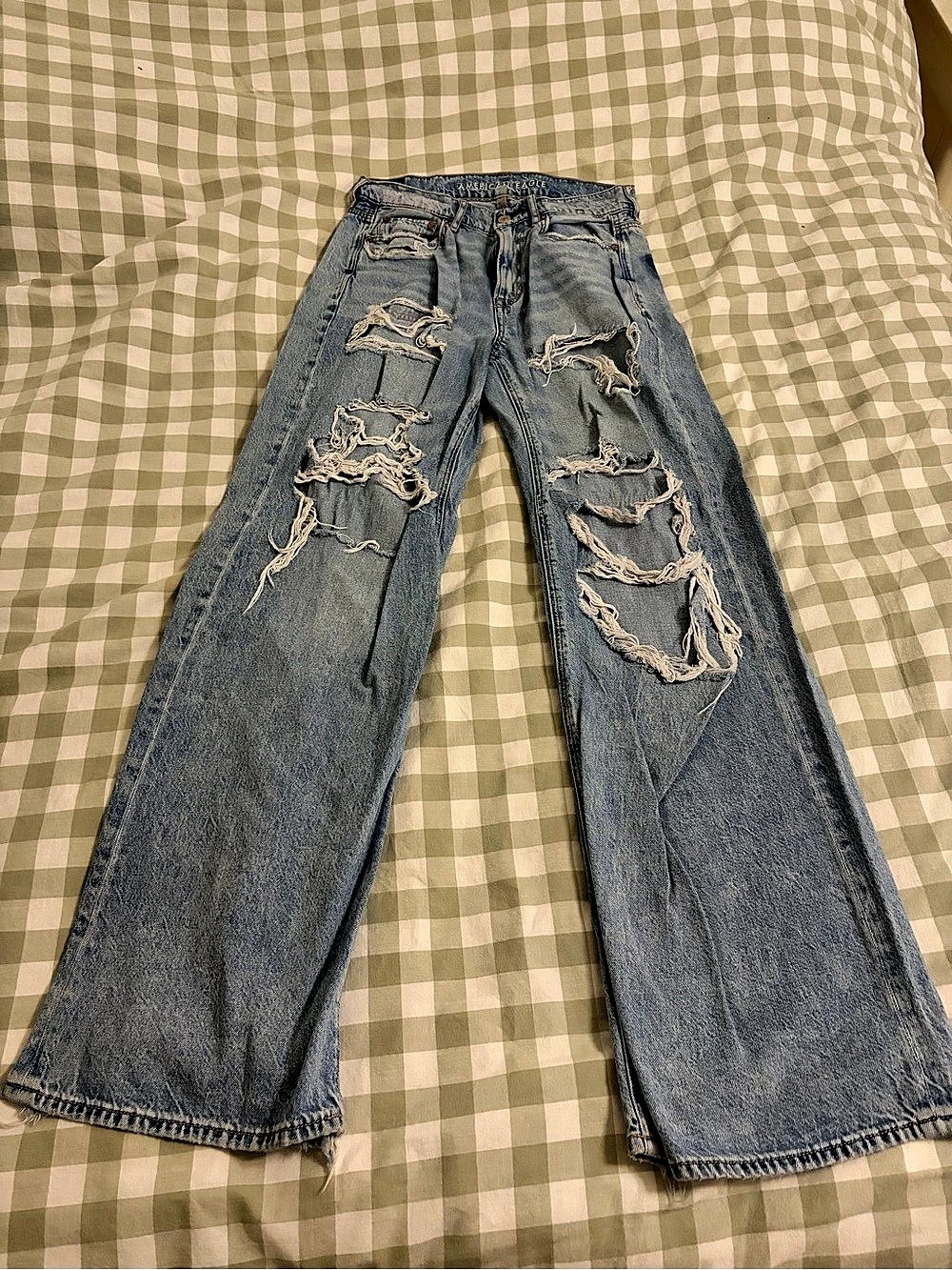 American Eagle AE Super High-Waisted Baggy Wide-Leg Jean Blue Medium